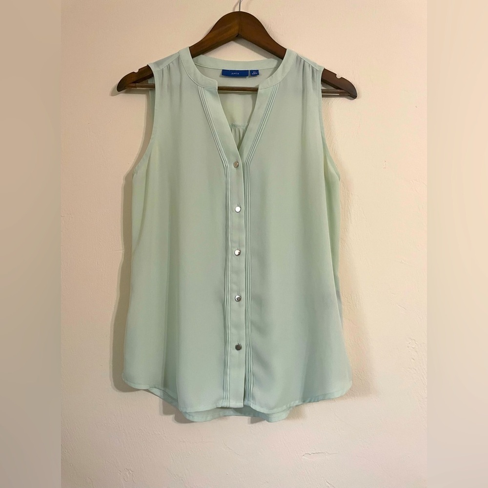 Apt‎ 9 Sleeveless Button Down Flowy Blouse, XS Mint Green